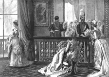 'A Drawing-Room at Buchingham Palace -- Waiting in the "Pen" before the presentation to... 1890. Creator: Unknown
