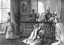 'A Drawing-Room at Buchingham Palace -- Waiting in the "Pen" before the presentation to... 1890. Creator: Unknown