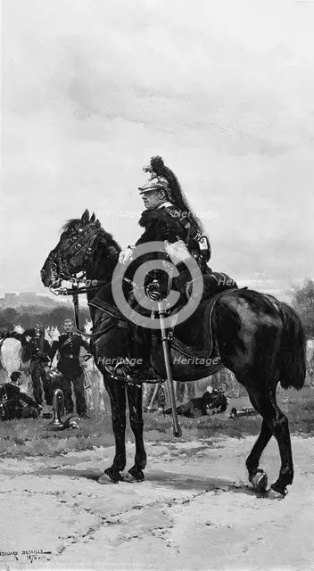 A Dragoon on Horseback, 1876. Creator: Jean Baptiste Edouard Detaille.