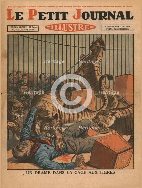 A drama in the tiger cage, 1931. Creator: Unknown.
