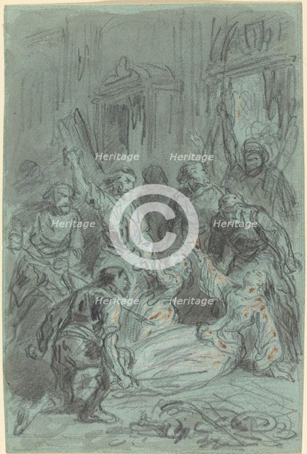 A Dramatic Scene with a Fainting Woman. Creator: Gustave Doré.