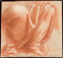 A Drapery Study for the Knees of a Seated Allegorical Figure of Charity (recto)..., 1520/30. Creator: Giovanni Antonio Sogliani