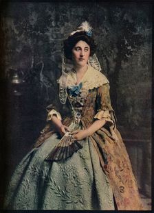 A Dress of the early 18th century, with a fine example of quilted petticoat c1913