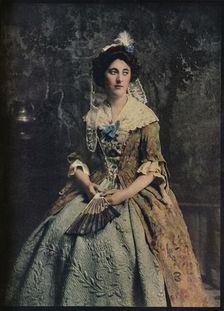 A Dress of the early 18th century, with a fine example of quilted petticoat c1913