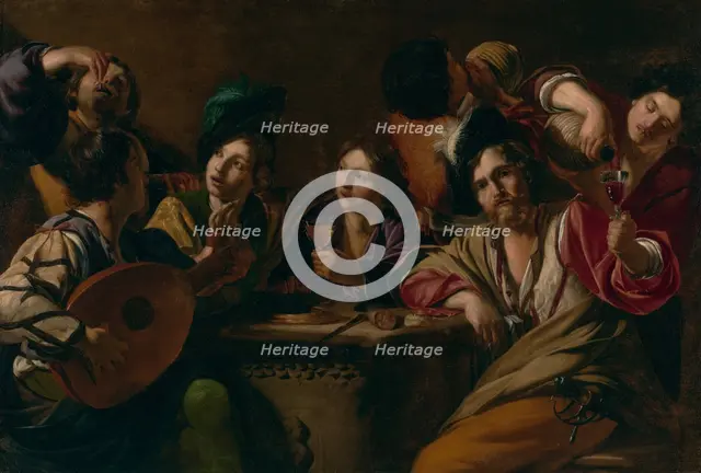 A Drinking and Musical Party, about 1615-1620. Creator: Bartolomeo Manfredi.