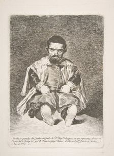 A dwarf (un enano) known as El Primo after Diego Velázquez, 1778. Creator: Francisco Goya