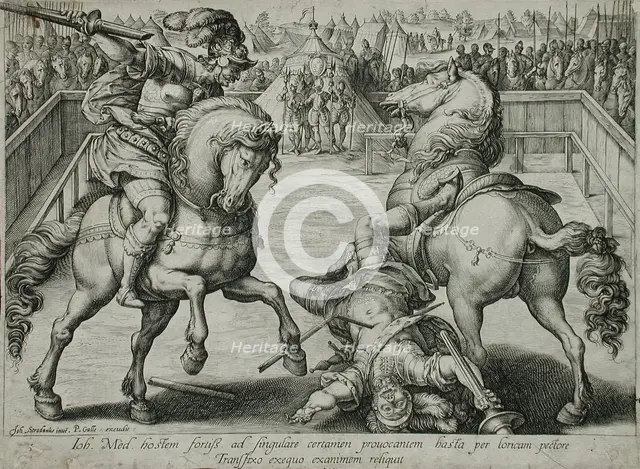 A Duel on Horseback, c1578. Creator: Hendrik Goltzius.