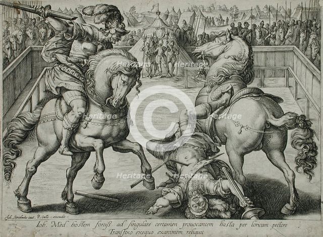 A Duel on Horseback, c1578. Creator: Hendrik Goltzius.