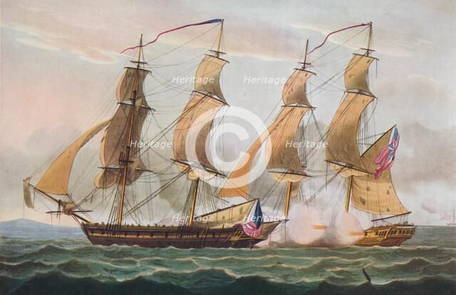 'A Duel Between 'Brigs', c1817. Artist: Thomas Whitcombe.
