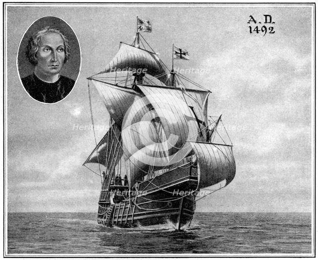 A duplicate of one of Christopher Columbus' sailing ships, 1922. Artist: Unknown
