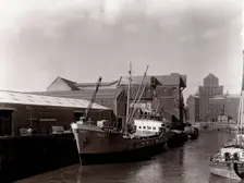 A Dutch coaster at Hull docks, Yorkshire, 1966