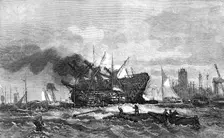 "A Dutch East Indiaman Hove Down" - painted by G. H. Andrews..., 1856. Creator: Mason Jackson