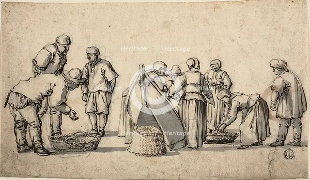 A Dutch Fishmarket, n.d. Creator: Willem van de Velde I.