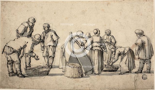 A Dutch Fishmarket, n.d. Creator: Willem van de Velde I.