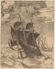A Dutch Hulk and a Boeier, 1565. Creator: Frans Huys