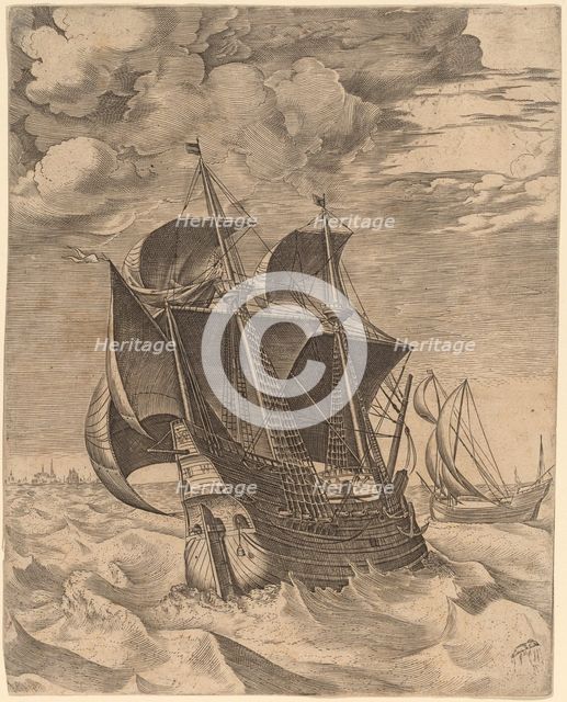A Dutch Hulk and a Boeier, 1565. Creator: Frans Huys.