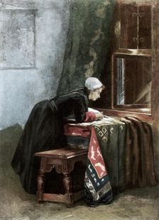 A Dutchwoman Cutting Cloth 1889