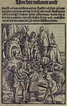 A European about to be attacked by an indigenous person,1509. Creator: Unknown