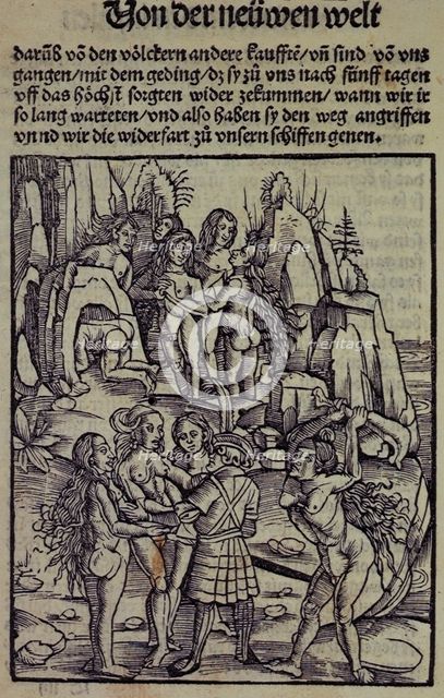A European about to be attacked by an indigenous person,1509.  Creator: Unknown.