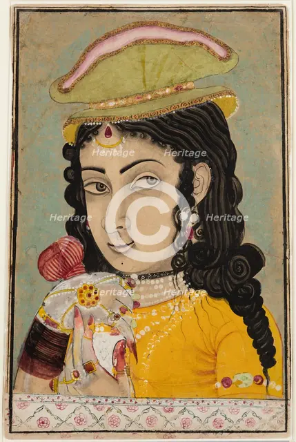 A European Lady holding a bottle and cup, c. 1710-20. Creator: Unknown.