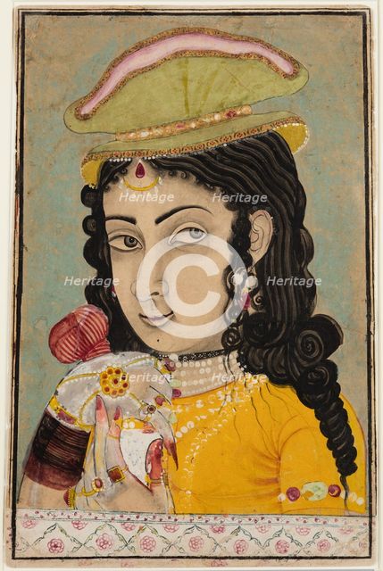 A European Lady holding a bottle and cup, c. 1710-20. Creator: Unknown.
