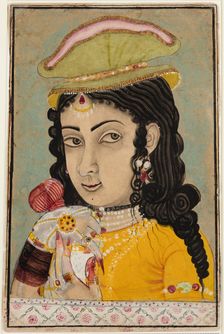 A European Lady holding a bottle and cup, c. 1710-20. Creator: Unknown