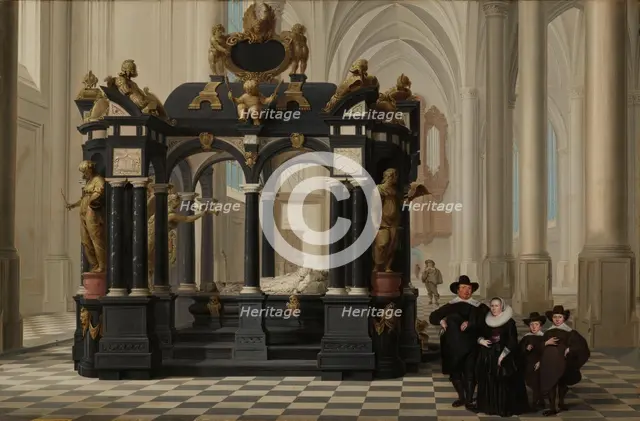 A Family beside the Tomb of Prince William i in the Nieuwe Kerk, Delft, 1645. Creator: Dirck van Delen.
