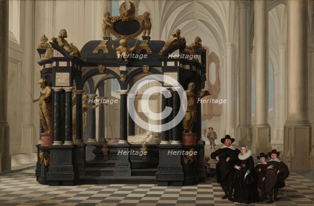 A Family beside the Tomb of Prince William i in the Nieuwe Kerk, Delft, 1645. Creator: Dirck van Delen.
