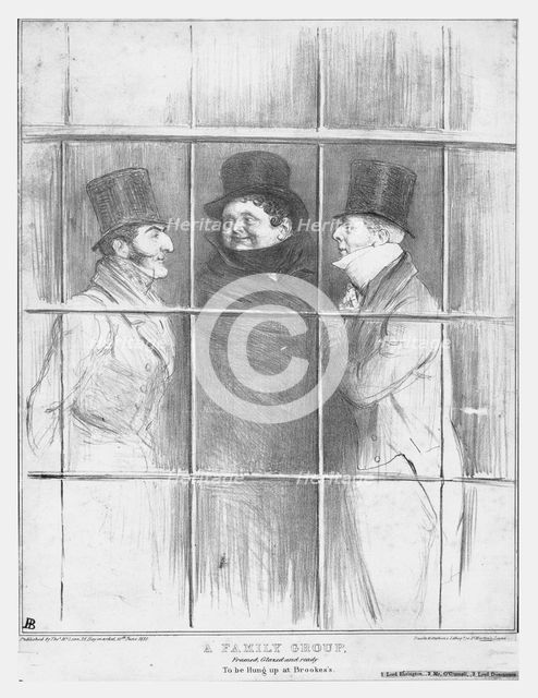'A Family Group, framed, glazed and ready to be hung up at Brookes's', 1835.  Creator: John Doyle.