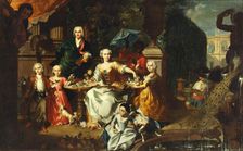 A Family Group on a Terrace in the Grounds of a Villa, 1737. Creator: Marcus Tuscher