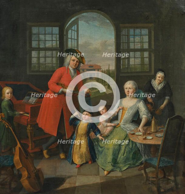 A family playing music in an interior, 1734. Creator: Waerdigh, Dominicus Gottfried (1700-1789).