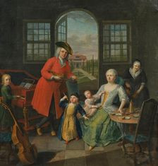 A family playing music in an interior, 1734. Creator: Waerdigh, Dominicus Gottfried (1700-1789)
