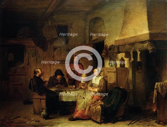 A Family Praying at the Midday Meal, 1667. Creator: Egbert van Heemskerck I.