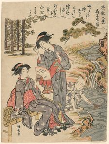 A Fan Suggesting a Dispersed Storm (Sensu no seiran) from the series "Eight Scenes..., c. 1777. Creator: Torii Kiyonaga