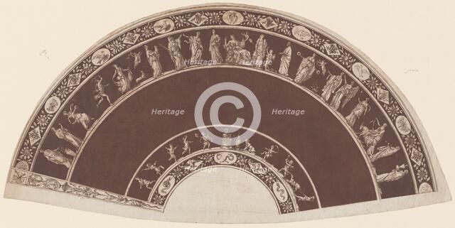 A Fan with Classical Figures Processing to Apollo, c. 1795. Creator: Unknown.