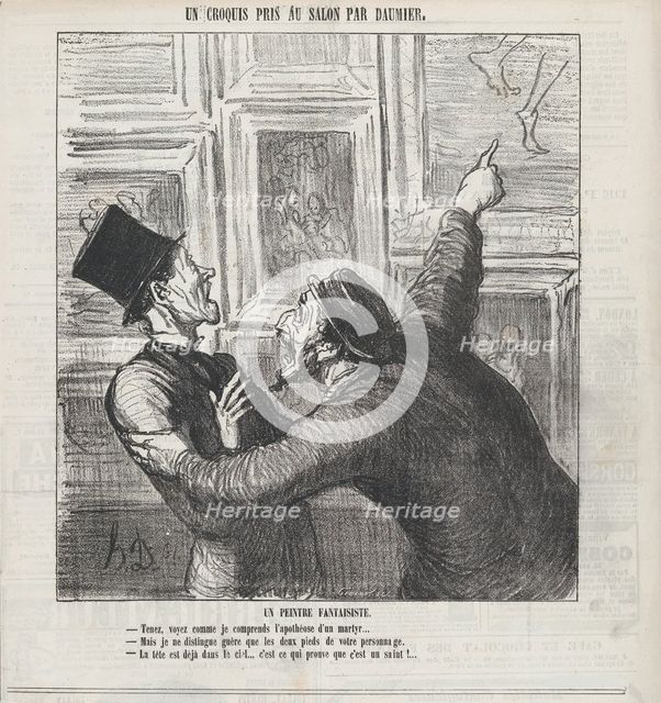 A fantastic painter, from "Sketches from the Salon". Le Charivari, May 11, 1865 Creator: Honore Daumier.