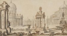 A Fantastic View of a City, between 1696 and 1757. Creator: Giuseppe Galli Bibiena