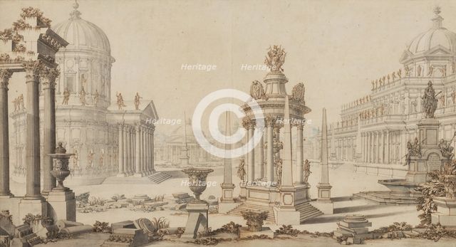A Fantastic View of a City, between 1696 and 1757. Creator: Giuseppe Galli Bibiena.