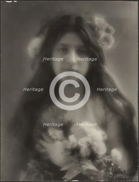 A Fantasy (Portrait of a Young Woman with Flowers), 1907-1924. Creator: Louis Fleckenstein.