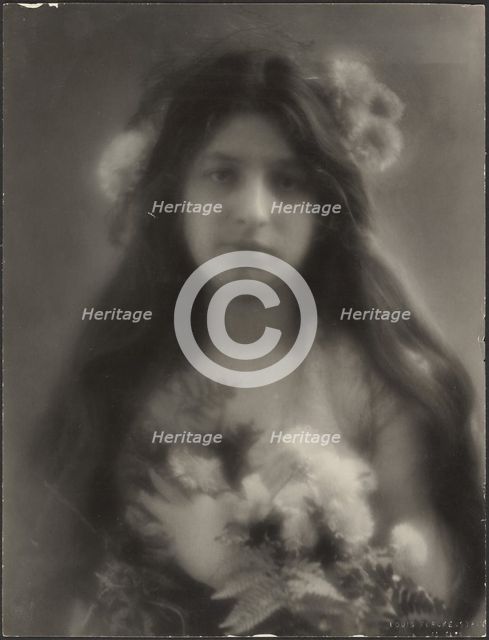 A Fantasy (Portrait of a Young Woman with Flowers), 1907-1924. Creator: Louis Fleckenstein.