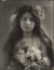 A Fantasy (Portrait of a Young Woman with Flowers), 1907-1924. Creator: Louis Fleckenstein