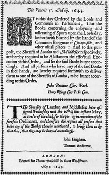 A facsimile of the order for the burning of the Book of Sports, 1643 (1903)