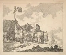 A Fair - A Group of Gypsies - Men and Women in Rustic Clothes in Front of Two Makeshift Te..., 1786. Creator: Thomas Rowlandson