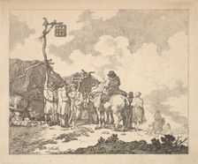 A Fair - A Group of Gypsies - Men and Women in Rustic Clothes in Front of Two Makeshift Te..., 1786. Creator: Thomas Rowlandson