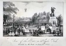A fair held in Hyde Park during the coronation of Queen Victoria in 1838. Artist: Anon