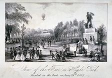 A fair held in Hyde Park during the coronation of Queen Victoria in 1838. Artist: Anon
