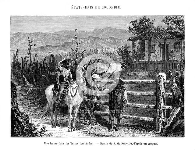 A farm, Colombia, South America, 19th century. Artist: A de Neuville