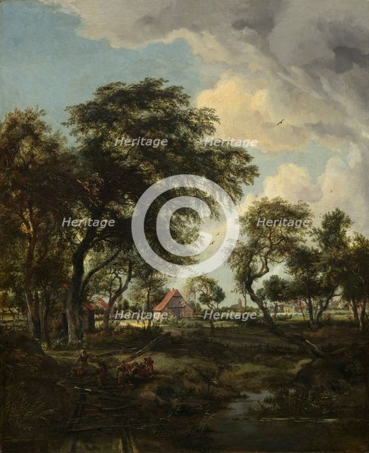 A Farm in the Sunlight, 1668. Creator: Meindert Hobbema.