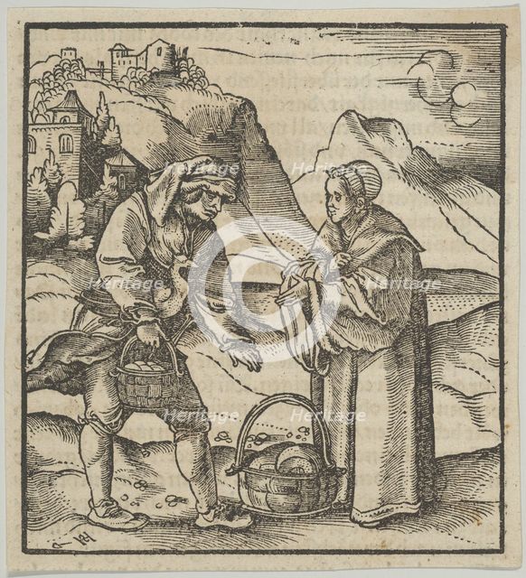 A Farmer and his Patron, from Hymmelwagen auff dem, wer wol lebt..., 1517. Creator: Hans Schäufelein the Elder.
