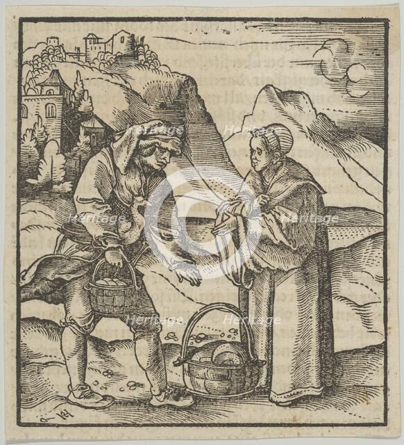 A Farmer and his Patron, from Hymmelwagen auff dem, wer wol lebt..., 1517. Creator: Hans Schäufelein the Elder.